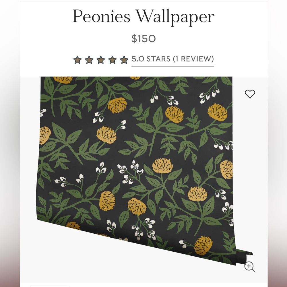 Rifle Paper Co. Black and Gold Peonies Wallpaper